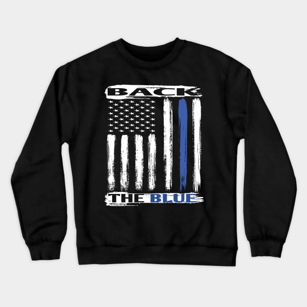 Show Police Support Thin Blue Line Back the Blue American Flag Gifts Crewneck Sweatshirt by Envision Styles